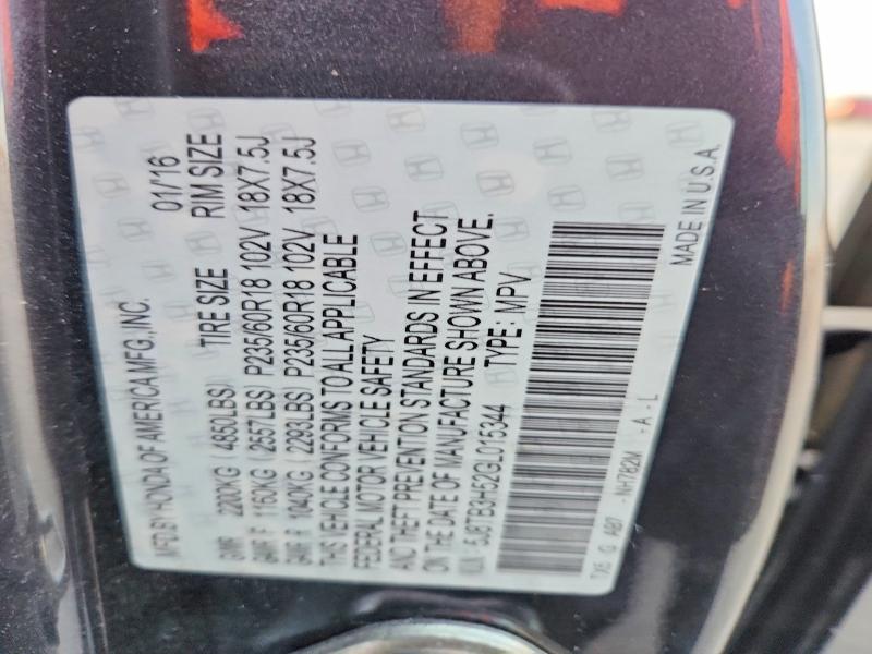 Aukcja sprzedaży 2016 Acura Rdx, vin: 5J8TB3H52GL015344, numer aukcji: 74479035