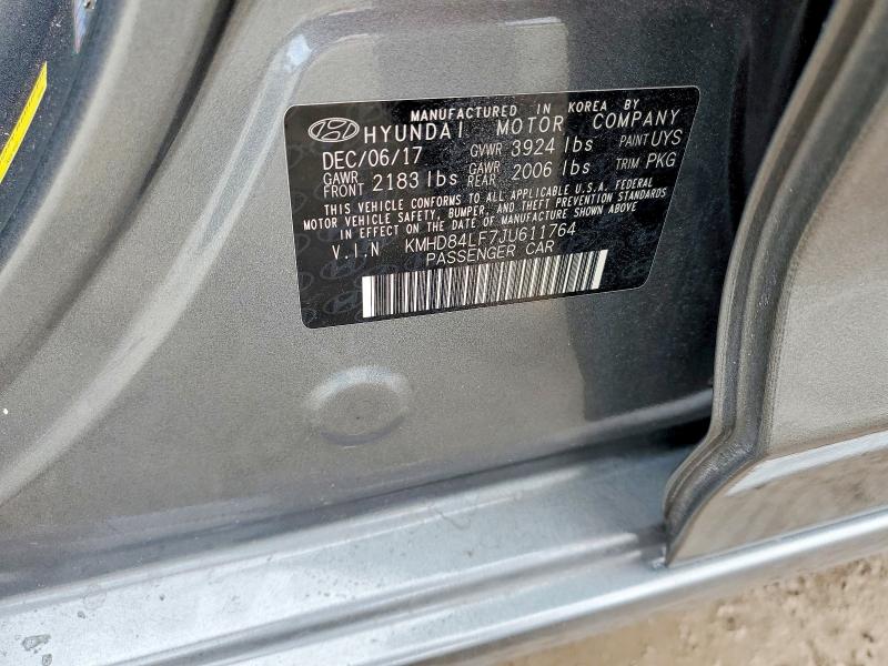 Продаж на аукціоні авто 2018 Hyundai Elantra, vin: KMHD84LF7JU611764, номер лоту: 72956675