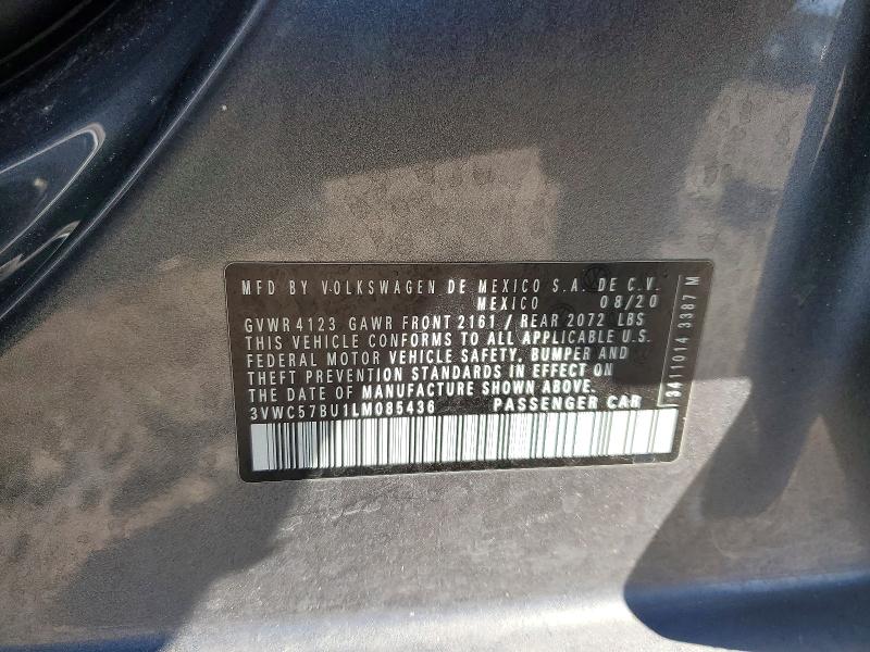 74856745 :رقم المزاد ، 3VWC57BU1LM085436 vin ، 2020 Volkswagen Jetta مزاد بيع