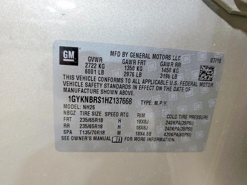 Продаж на аукціоні авто 2017 Cadillac Xt5, vin: 1GYKNBRS1HZ137668, номер лоту: 72666475