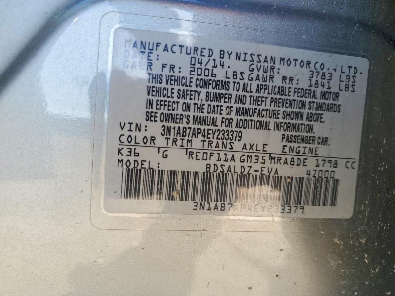99572295 :رقم المزاد ، 3N1AB7AP4EY233379 vin ، 2014 Nissan Sentra مزاد بيع