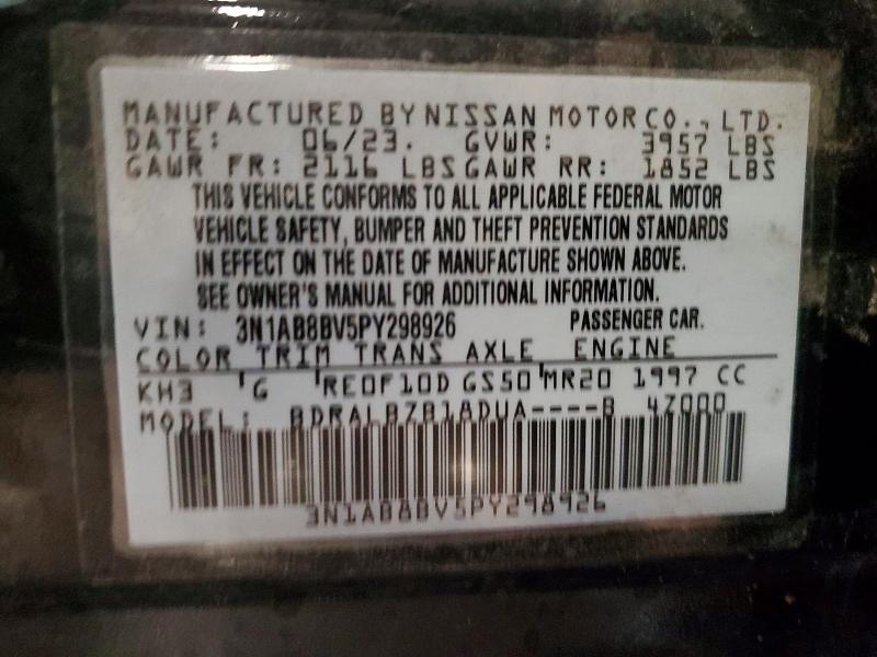 Aukcja sprzedaży 2023 Nissan Sentra, vin: 3N1AB8BV5PY298926, numer aukcji: 98114105