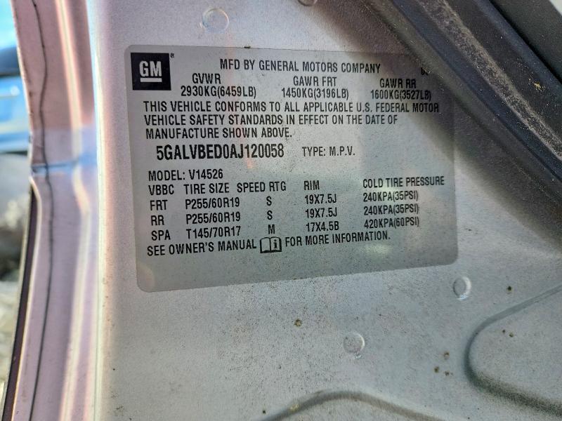 Aukcja sprzedaży 2010 Buick Enclave, vin: 5GALVBED0AJ120058, numer aukcji: 72326475