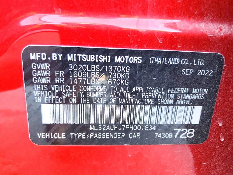 Продаж на аукціоні авто 2023 Mitsubishi Mirage, vin: ML32AUHJ7PH001834, номер лоту: 74798275