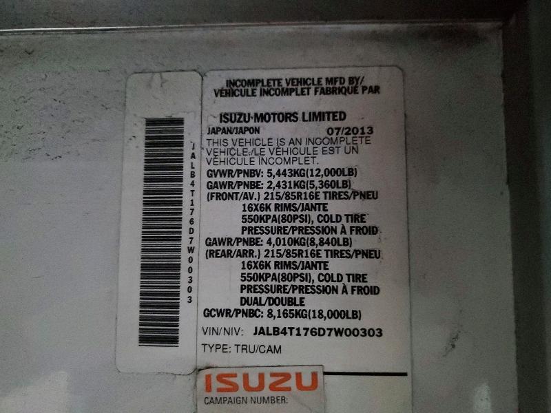 Aukcja sprzedaży 2013 Isuzu Npr, vin: JALB4T176D7W00303, numer aukcji: 98534255
