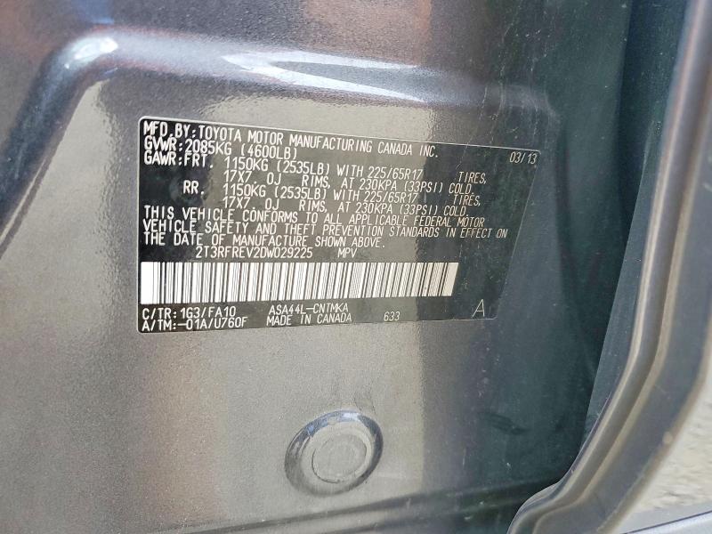 74237435 :رقم المزاد ، 2T3RFREV2DW029225 vin ، 2013 Toyota Rav4 مزاد بيع