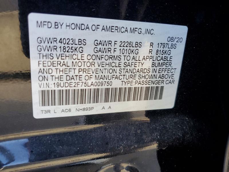 74206085 :رقم المزاد ، 19UDE2F75LA009750 vin ، 2020 Acura Ilx مزاد بيع