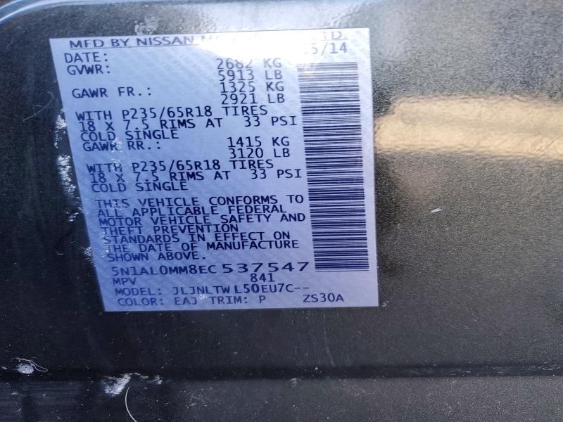 73949135 :رقم المزاد ، 5N1AL0MM8EC537547 vin ، 2014 Infiniti Qx60 مزاد بيع