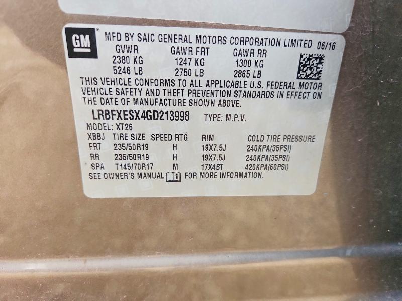 Продажа на аукционе авто 2016 Buick Envision, vin: LRBFXESX4GD213998, номер лота: 73732915