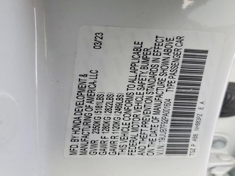 73639775 :رقم المزاد ، 19UUB7F92PA001604 vin ، 2023 Acura Tlx Type S مزاد بيع