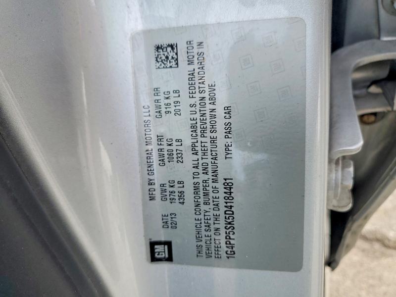 2013 Buick Verano მანქანა იყიდება აუქციონზე, vin: 1G4PP5SK5D4184481, აუქციონის ნომერი: 72636065
