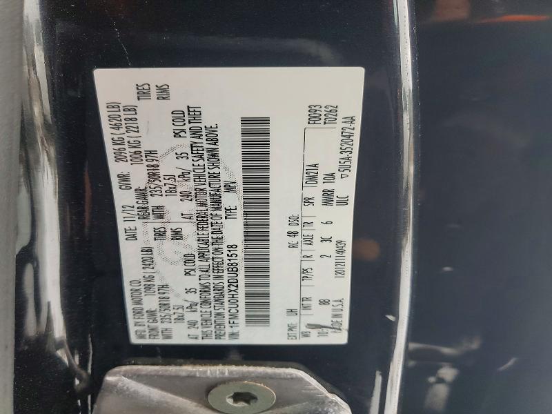 72966215 :رقم المزاد ، 1FMCU0HX2DUB81518 vin ، 2013 Ford Escape مزاد بيع