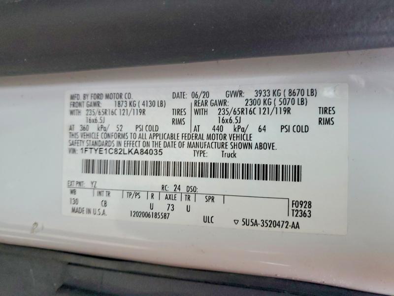 Продажа на аукционе авто 2020 Ford Transit, vin: 1FTYE1C82LKA84035, номер лота: 47135746