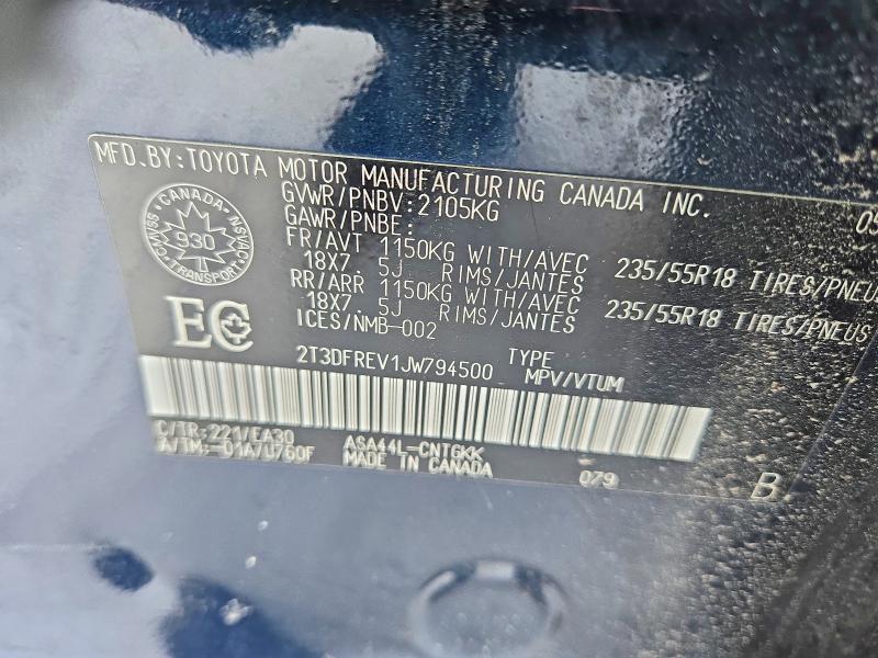 Aukcja sprzedaży 2018 Toyota Rav4 Limit, vin: 2T3DFREV1JW794500, numer aukcji: 73756355