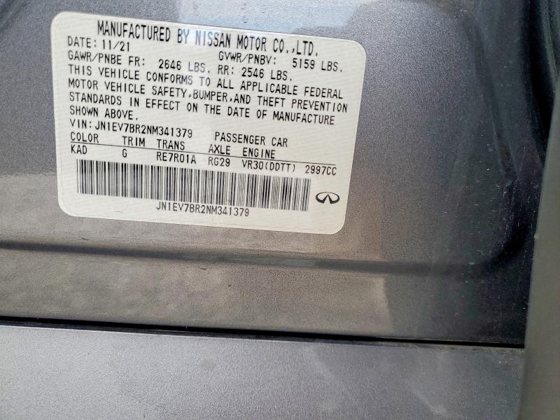 Продаж на аукціоні авто 2022 Infiniti Q50, vin: JN1EV7BR2NM341379, номер лоту: 72695405