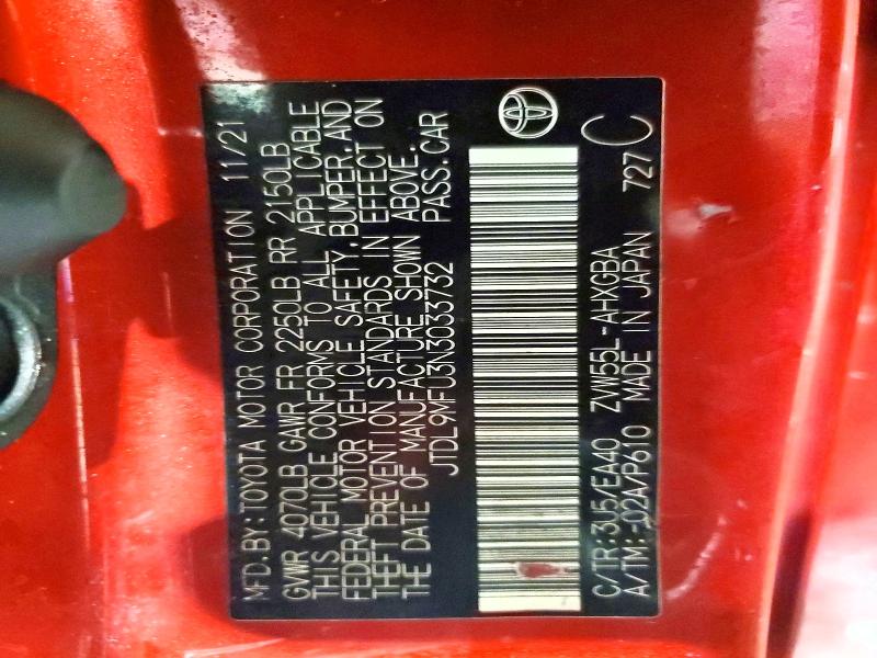 2022 Toyota Prius Le მანქანა იყიდება აუქციონზე, vin: JTDL9MFU3N3033732, აუქციონის ნომერი: 74002535