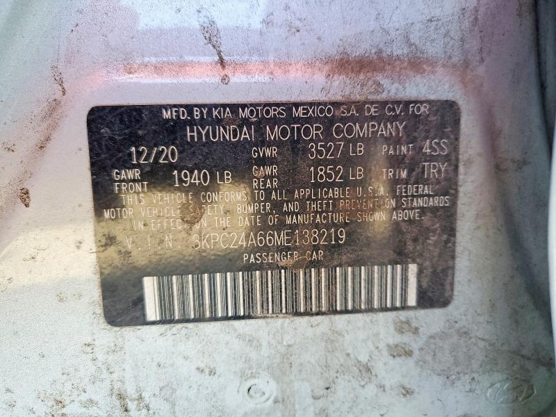 Продажа на аукционе авто 2021 Hyundai Accent, vin: 3KPC24A66ME138219, номер лота: 99842425