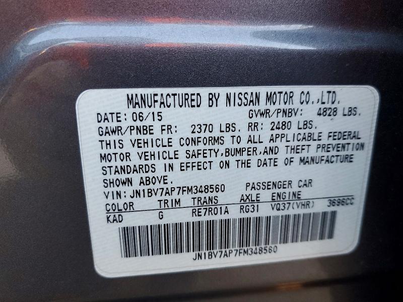 Продажа на аукционе авто 2015 Infiniti Q50 Base, vin: JN1BV7AP7FM348560, номер лота: 99461395
