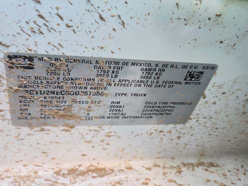 2016 Gmc Sierra მანქანა იყიდება აუქციონზე, vin: 3GTU2NEC8GG257358, აუქციონის ნომერი: 72901905
