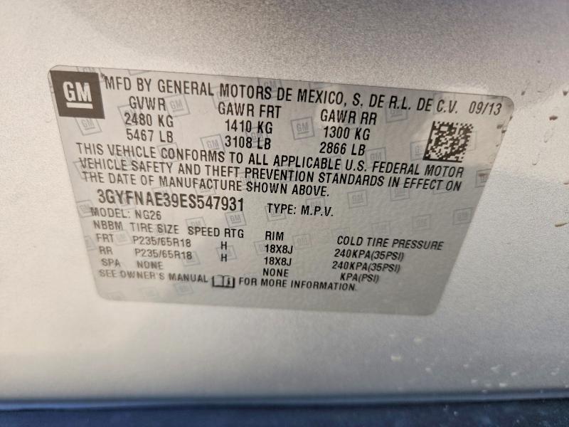 74953135 :رقم المزاد ، 3GYFNAE39ES547931 vin ، 2014 Cadillac Srx مزاد بيع