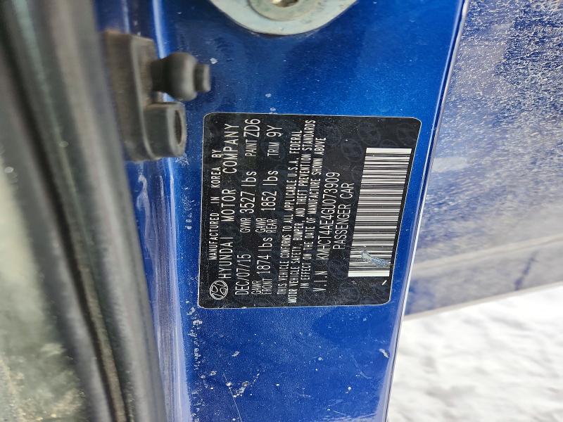 73414505 :رقم المزاد ، KMHCT4AE4GU073909 vin ، 2016 Hyundai Accent مزاد بيع