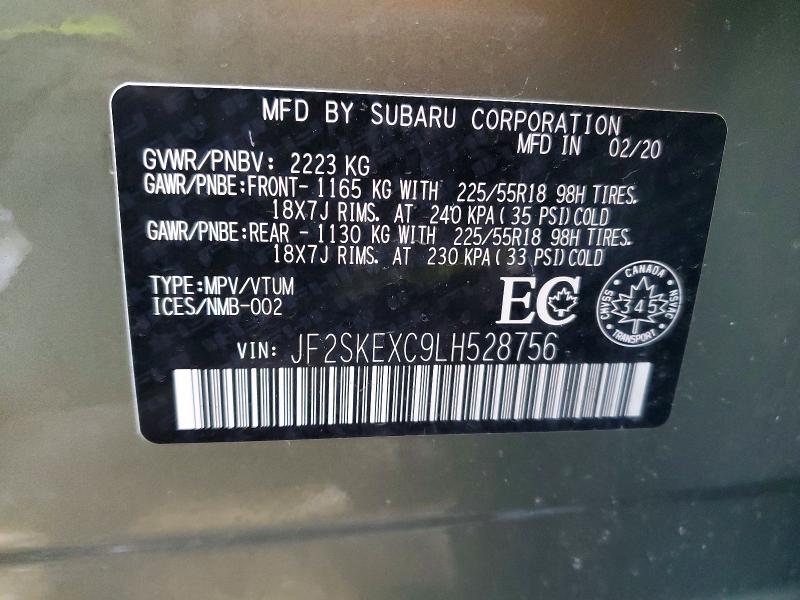 Продажа на аукционе авто 2020 Subaru Forester, vin: JF2SKEXC9LH528756, номер лота: 72785695