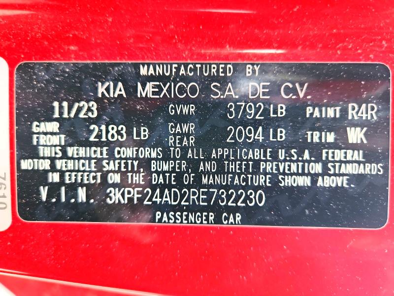 Продаж на аукціоні авто 2024 Kia Forte, vin: 3KPF24AD2RE732230, номер лоту: 72901885