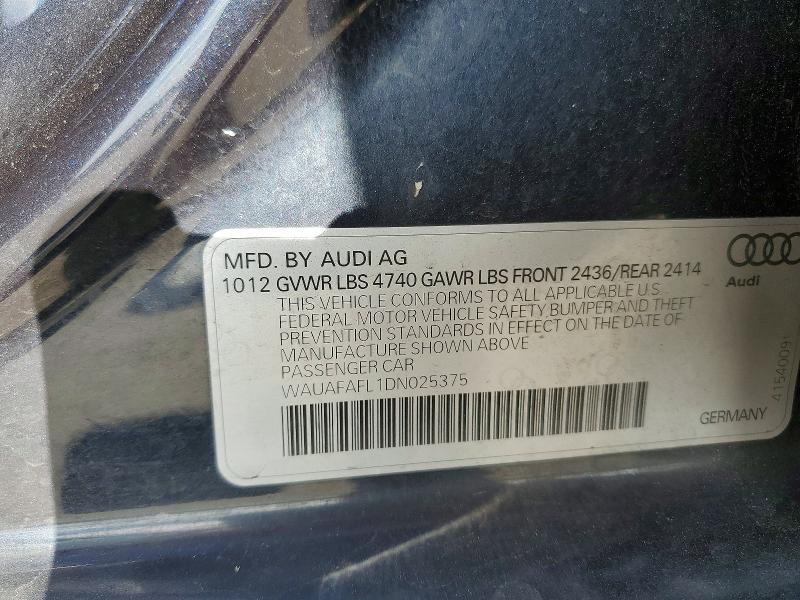 Auction sale of the 2013 Audi A4, vin: WAUAFAFL1DN025375, lot number: 74879085