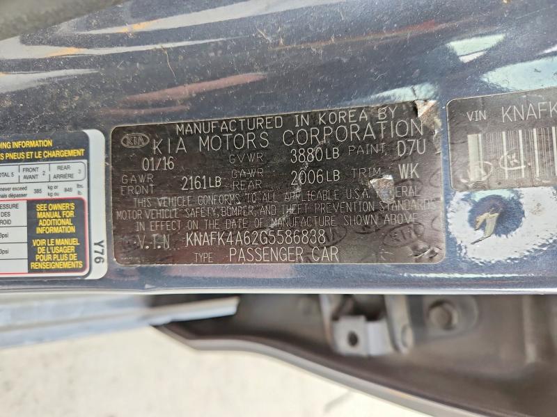 Продаж на аукціоні авто 2016 Kia Forte, vin: KNAFK4A62G5586838, номер лоту: 72652045