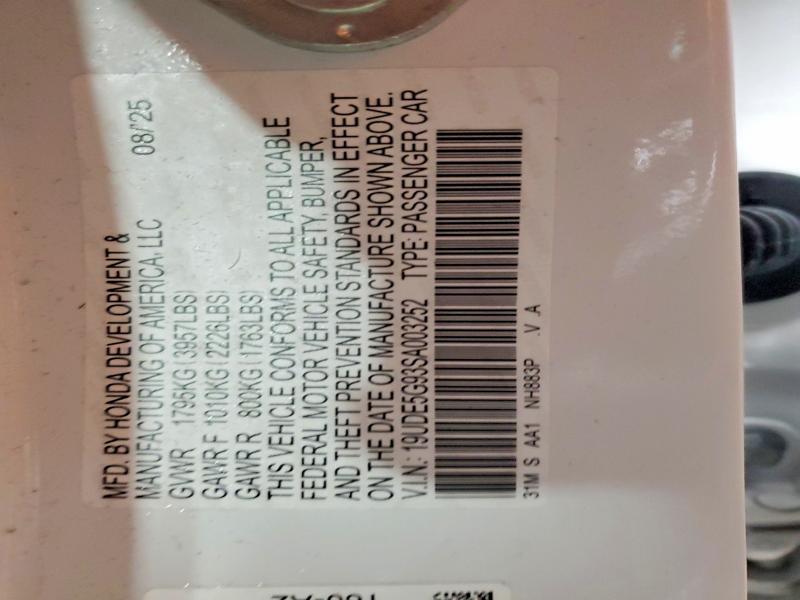Aukcja sprzedaży 2025 Acura Integra, vin: 19UDE5G93SA003252, numer aukcji: 73890955