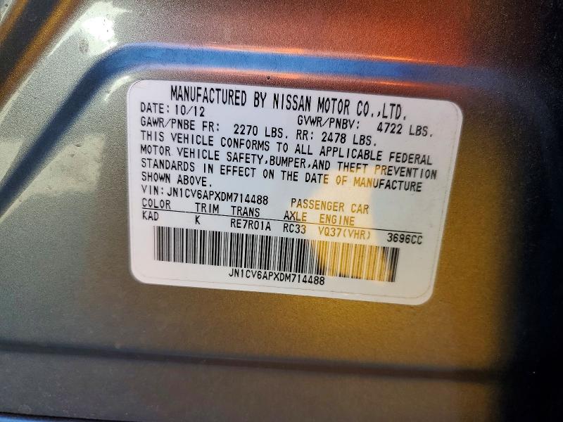 Aukcja sprzedaży 2013 Infiniti G37, vin: JN1CV6APXDM714488, numer aukcji: 73503405