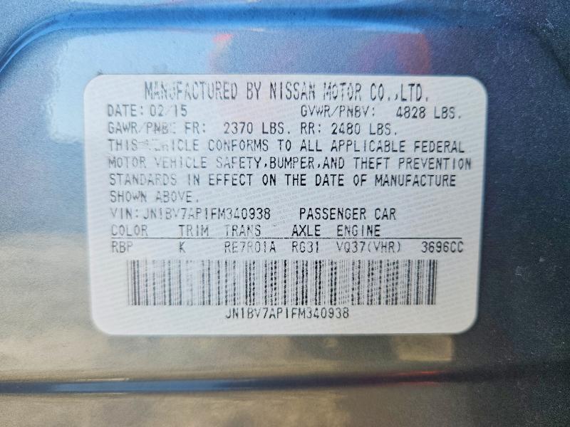Aukcja sprzedaży 2015 Infiniti Q50 Base, vin: JN1BV7AP1FM340938, numer aukcji: 74005965