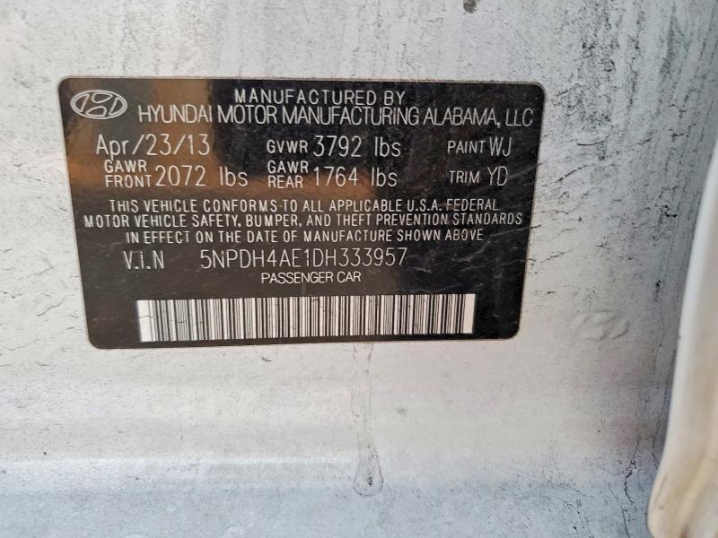 Aukcja sprzedaży 2013 Hyundai Elantra, vin: 5NPDH4AE1DH333957, numer aukcji: 99999035