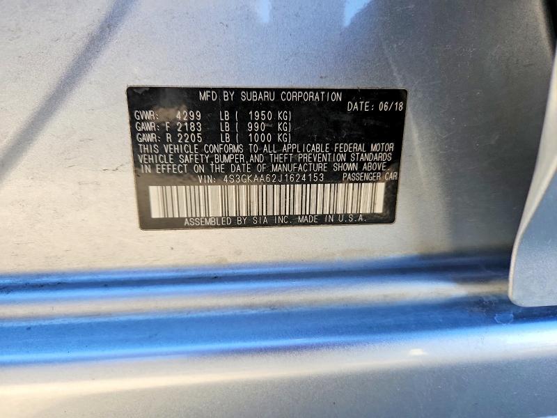 98802145 :رقم المزاد ، 4S3GKAA62J1624153 vin ، 2018 Subaru Impreza مزاد بيع