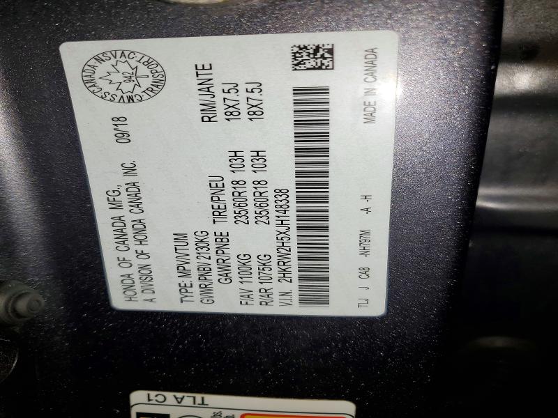 72618225 :رقم المزاد ، 2HKRW2H5XJH148338 vin ، 2018 Honda Cr-v مزاد بيع