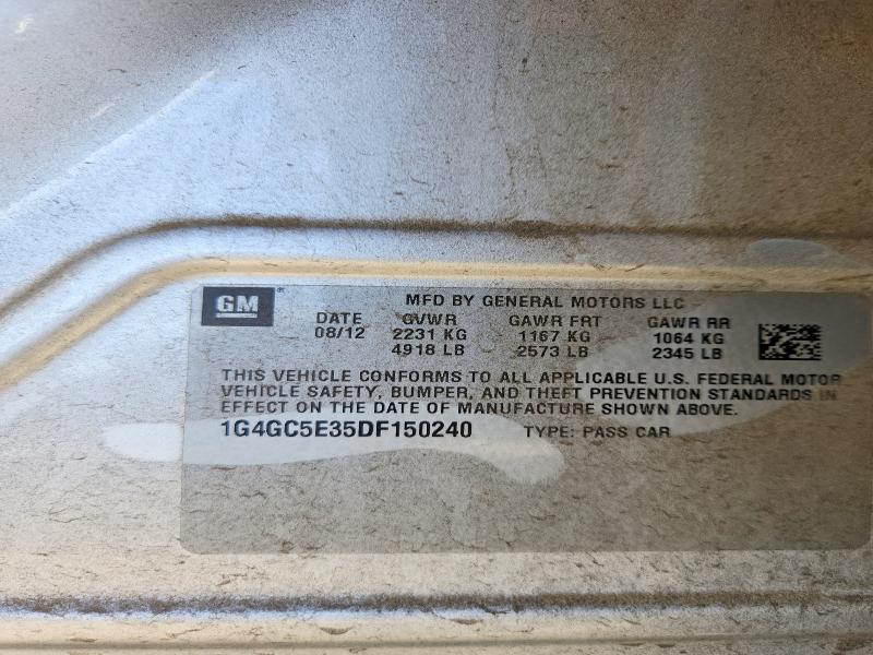 73514875 :رقم المزاد ، 1G4GC5E35DF150240 vin ، 2013 Buick Lacrosse مزاد بيع