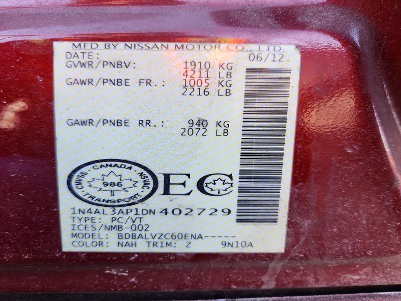 Продажа на аукционе авто 2013 Nissan Altima 2.5, vin: 1N4AL3AP1DN402729, номер лота: 72687535