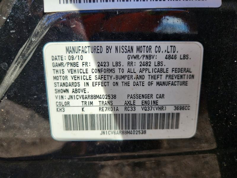Aukcja sprzedaży 2011 Infiniti G37, vin: JN1CV6AR8BM402538, numer aukcji: 72964755