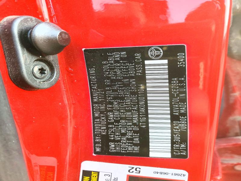 Продаж на аукціоні авто 2022 Toyota Camry, vin: 4T1G11AK0NU011044, номер лоту: 72386625