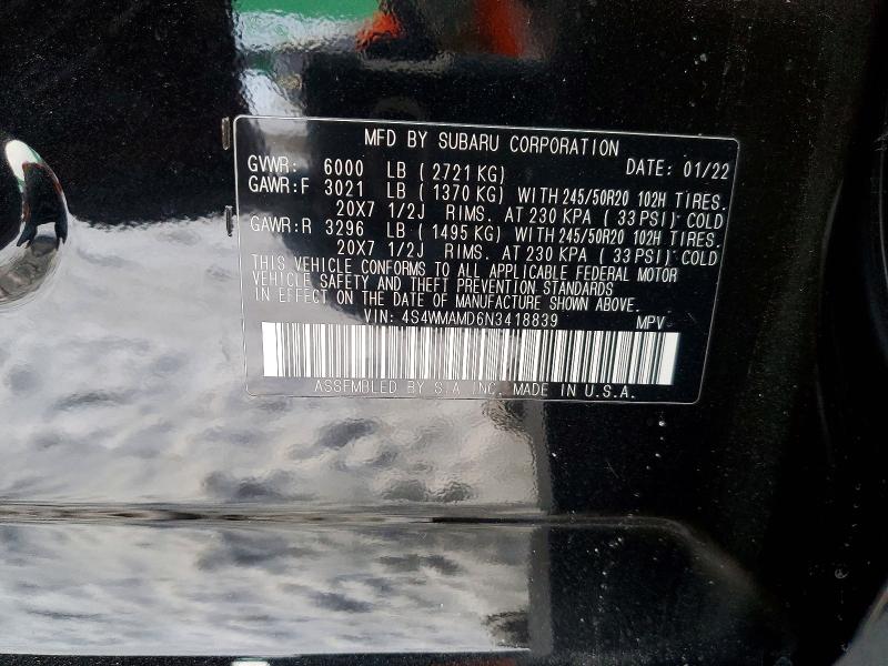 Продажа на аукционе авто 2022 Subaru Ascent, vin: 4S4WMAMD6N3418839, номер лота: 75162545