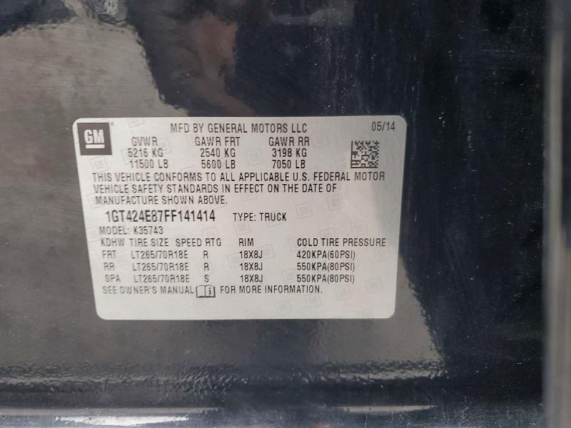 2015 Gmc Sierra K35 მანქანა იყიდება აუქციონზე, vin: 1GT424E87FF141414, აუქციონის ნომერი: 75413315