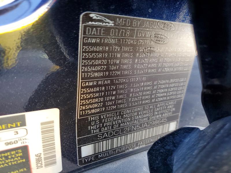 Продаж на аукціоні авто 2018 Jaguar F-pace R -, vin: SADCL2FN5JA298645, номер лоту: 75586495