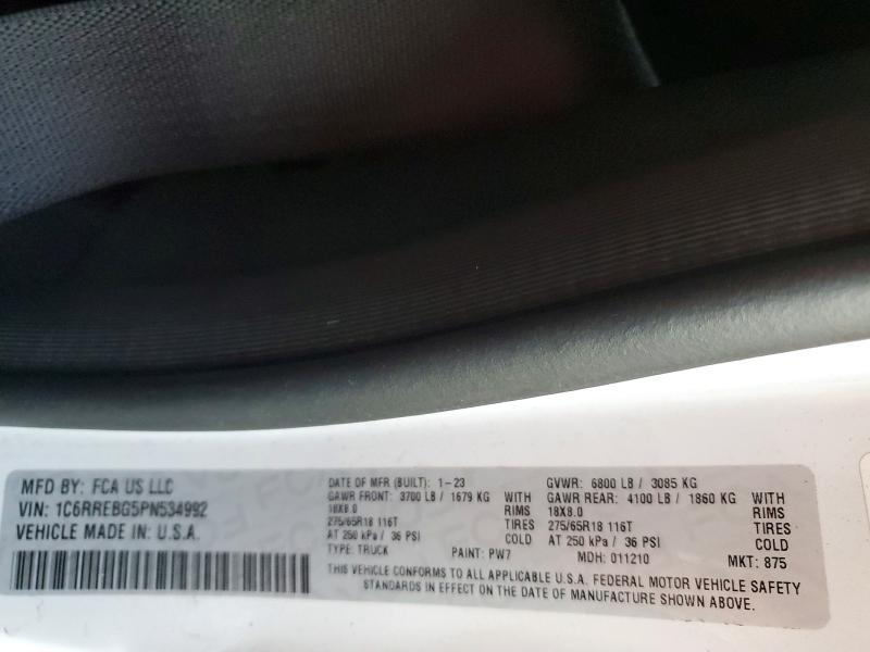 Продажа на аукционе авто 2023 Ram 1500, vin: 1C6RREBG5PN534992, номер лота: 74848095