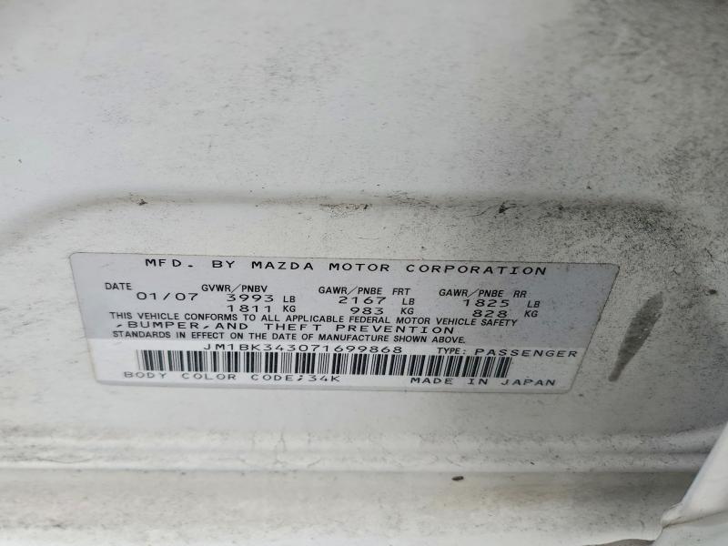 Aukcja sprzedaży 2007 Mazda 3, vin: JM1BK343071699868, numer aukcji: 97319225