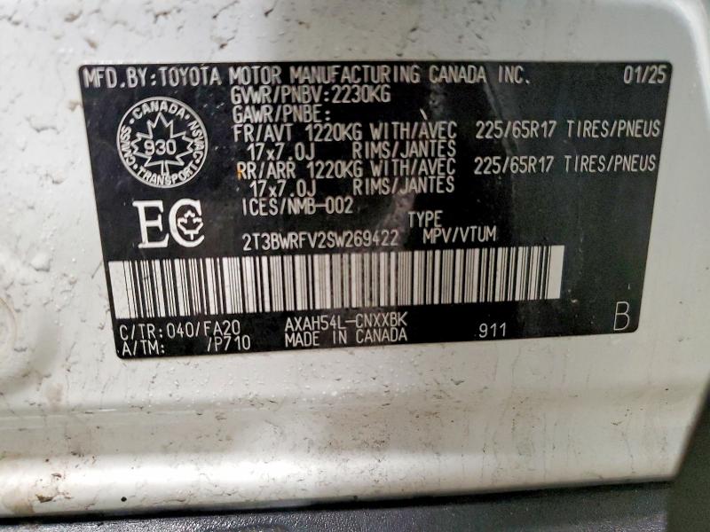 Aukcja sprzedaży 2025 Toyota Rav4, vin: 2T3BWRFV2SW269422, numer aukcji: 72698705
