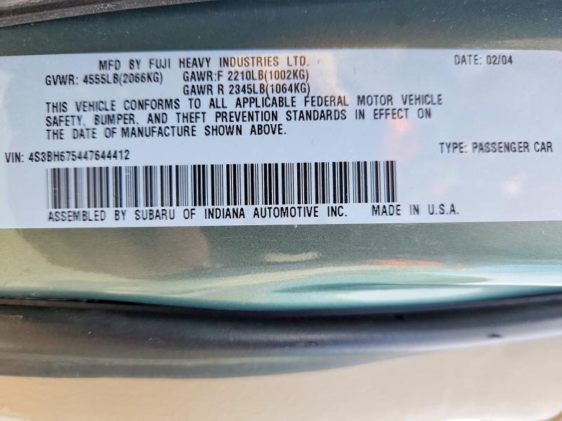 Aukcja sprzedaży 2004 Subaru Legacy, vin: 4S3BH675447644412, numer aukcji: 73161225
