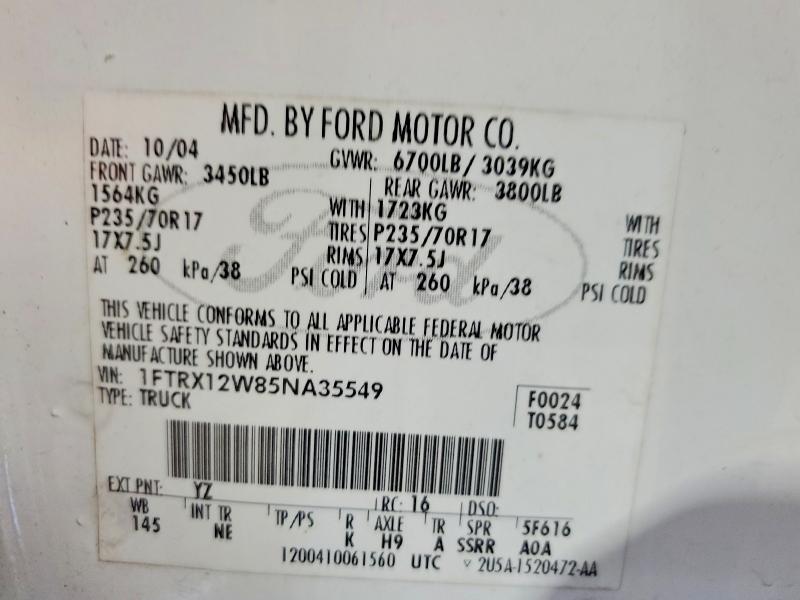 Продаж на аукціоні авто 2005 Ford F150, vin: 1FTRX12W85NA35549, номер лоту: 74385725