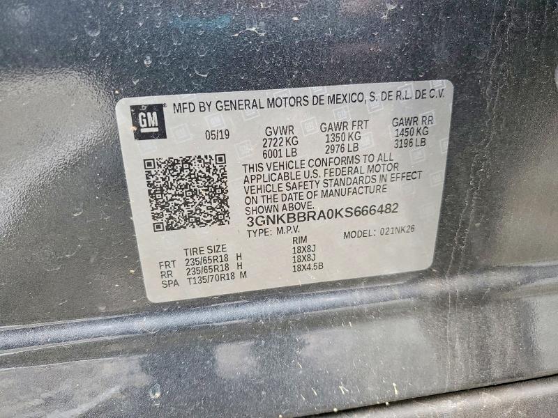 2019 Chevrolet Blazer 1lt მანქანა იყიდება აუქციონზე, vin: 3GNKBBRA0KS666482, აუქციონის ნომერი: 72328805