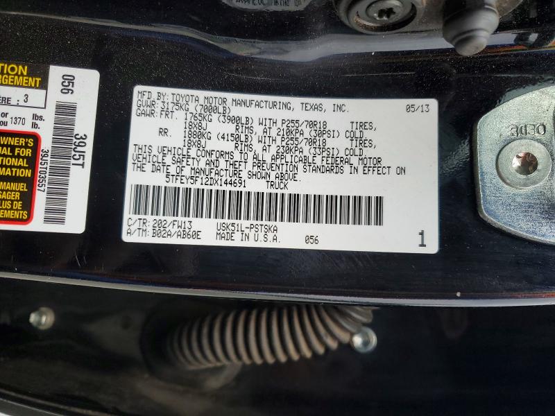2013 Toyota Tundra მანქანა იყიდება აუქციონზე, vin: 5TFEY5F12DX144691, აუქციონის ნომერი: 72204295
