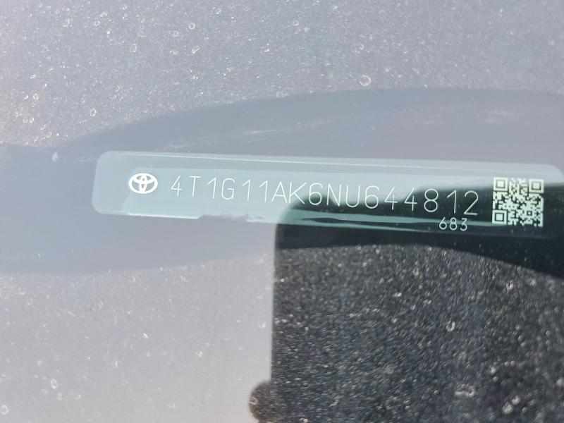 Продажа на аукционе авто 2022 Toyota Camry, vin: 4T1G11AK6NU644812, номер лота: 73299725